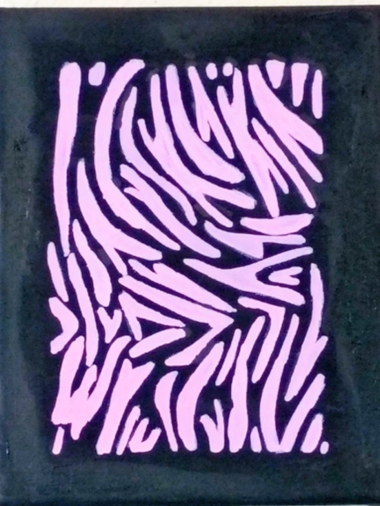 Handmade Other - Pink Zebra Stripe Acrylic Painting 8x10 Original Canvas Wall Art Decor